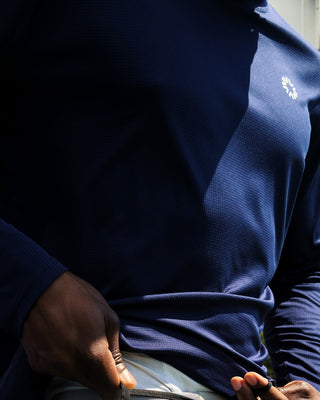 VALLEA Long Sleeve in Navy, crew neck training long sleeve for padel