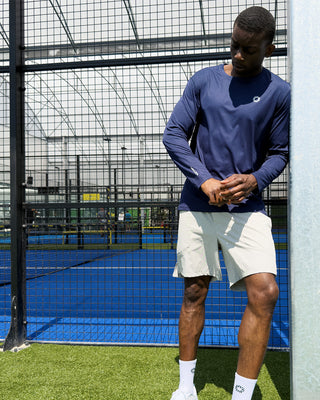VALLEA Long Sleeve in Navy, layering long sleeve for cooler sessions