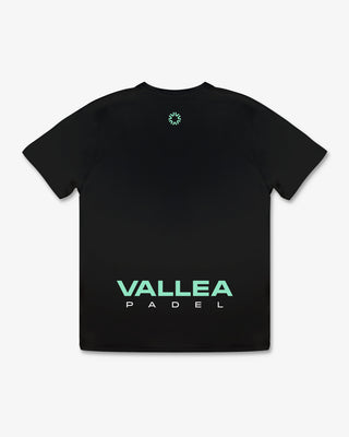 VALLEA Court T Shirt in Black with Teal branding - back