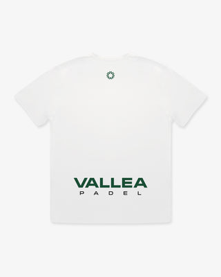 VALLEA Court T Shirt in White with Forest Green branding - back
